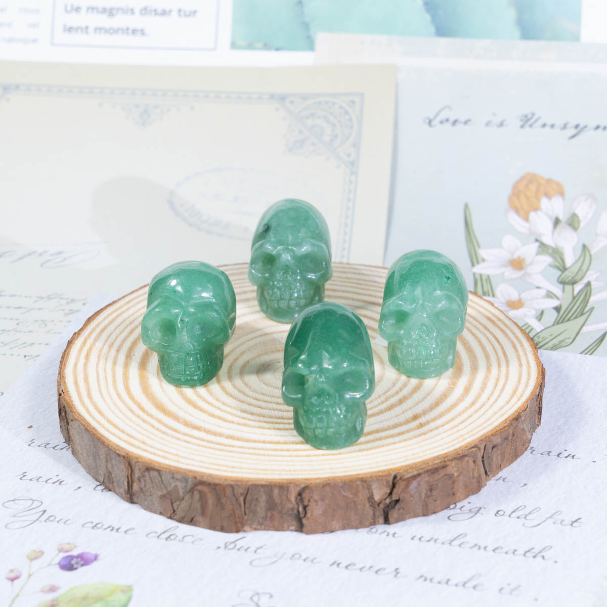 1-Inch Green Aventurine Skull In Bulk