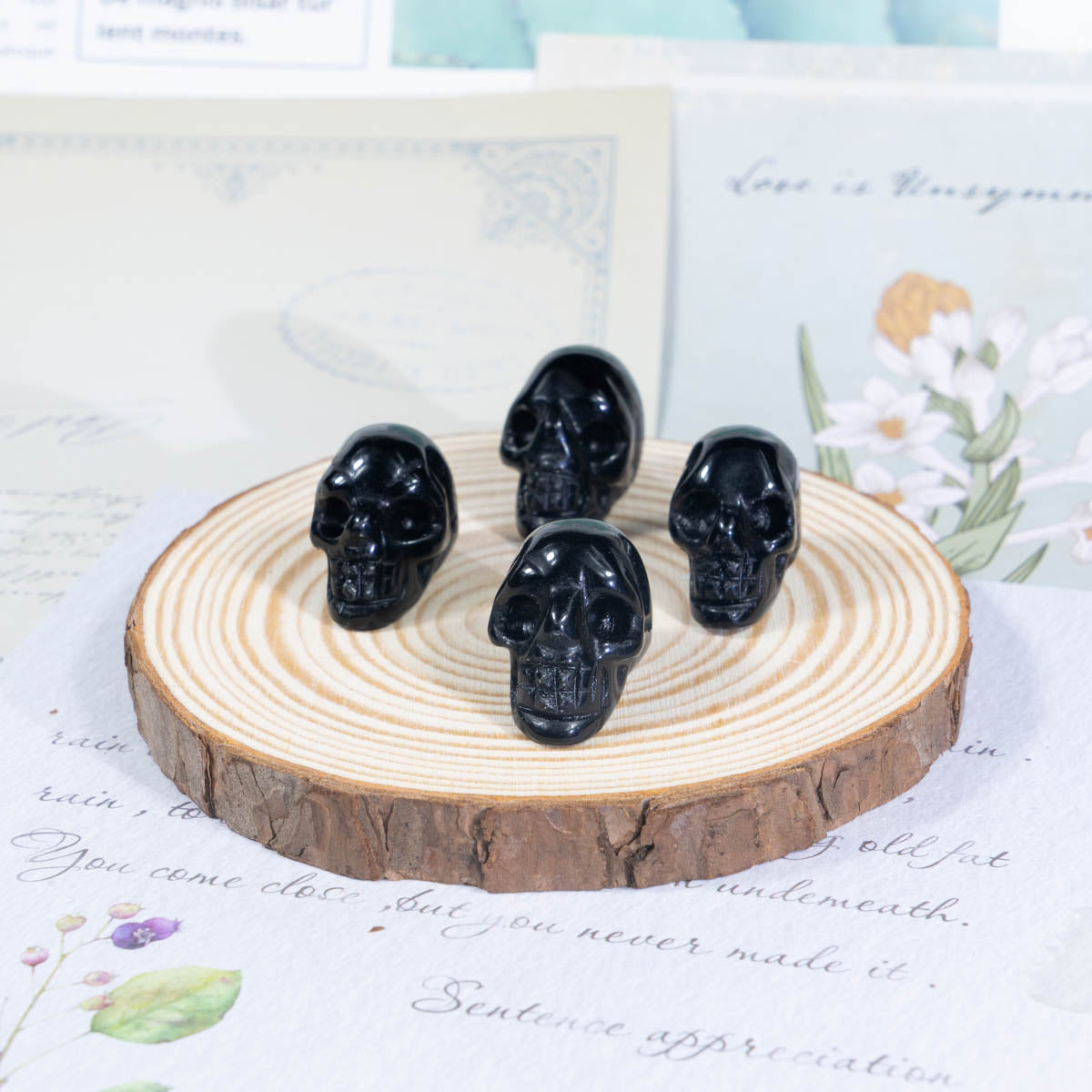 1-Inch Black Obsidian Skull In Bulk