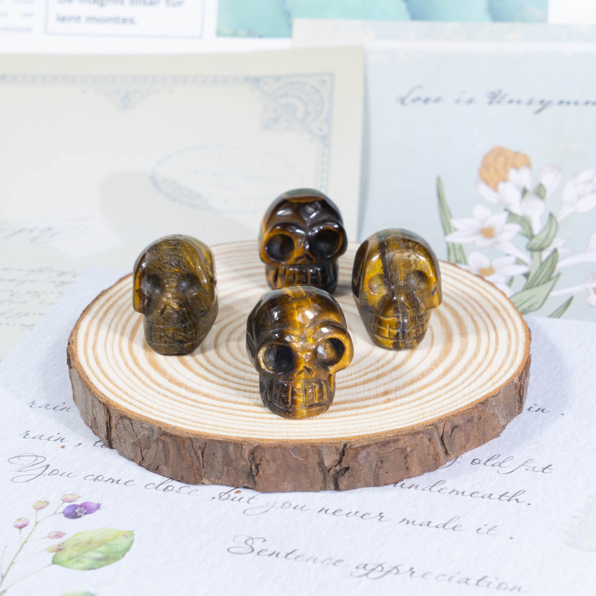 1-Inch Tiger Eye Stone Skull In Bulk