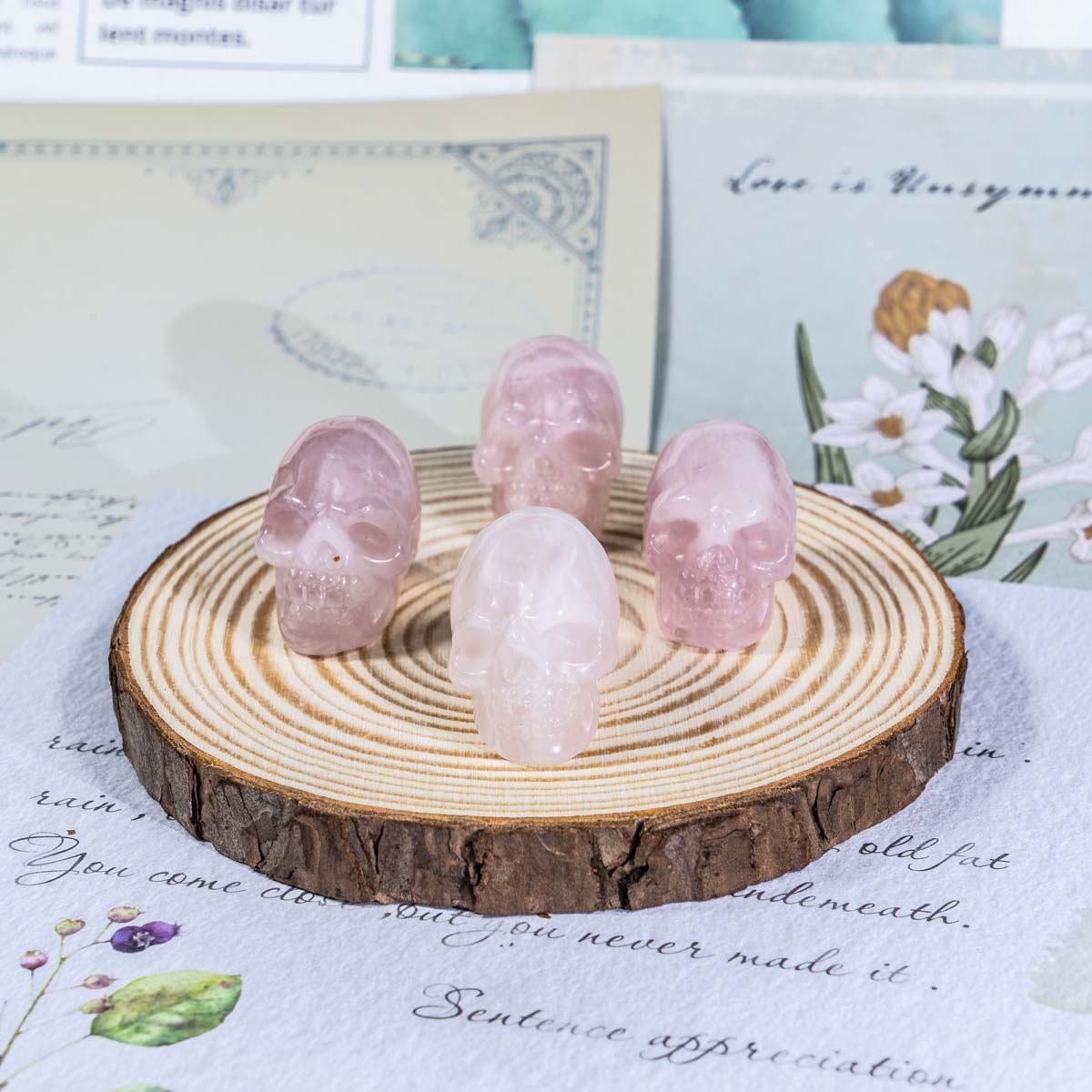 1-Inch Rose Quartz Skull In Bulk