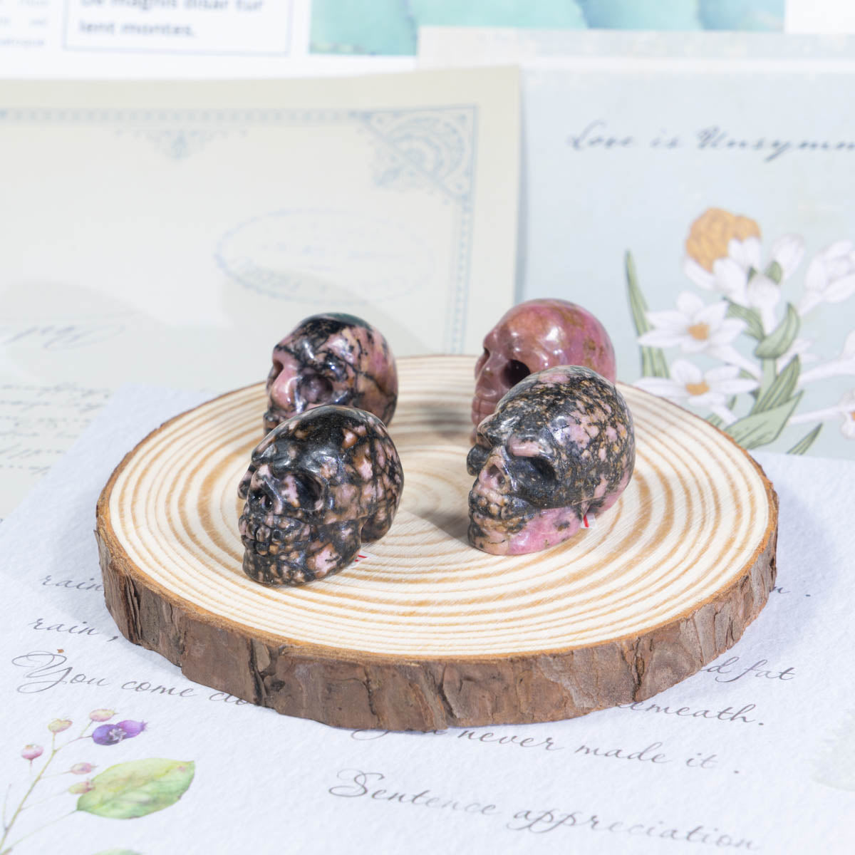 1-Inch Rhodonite Skull In Bulk