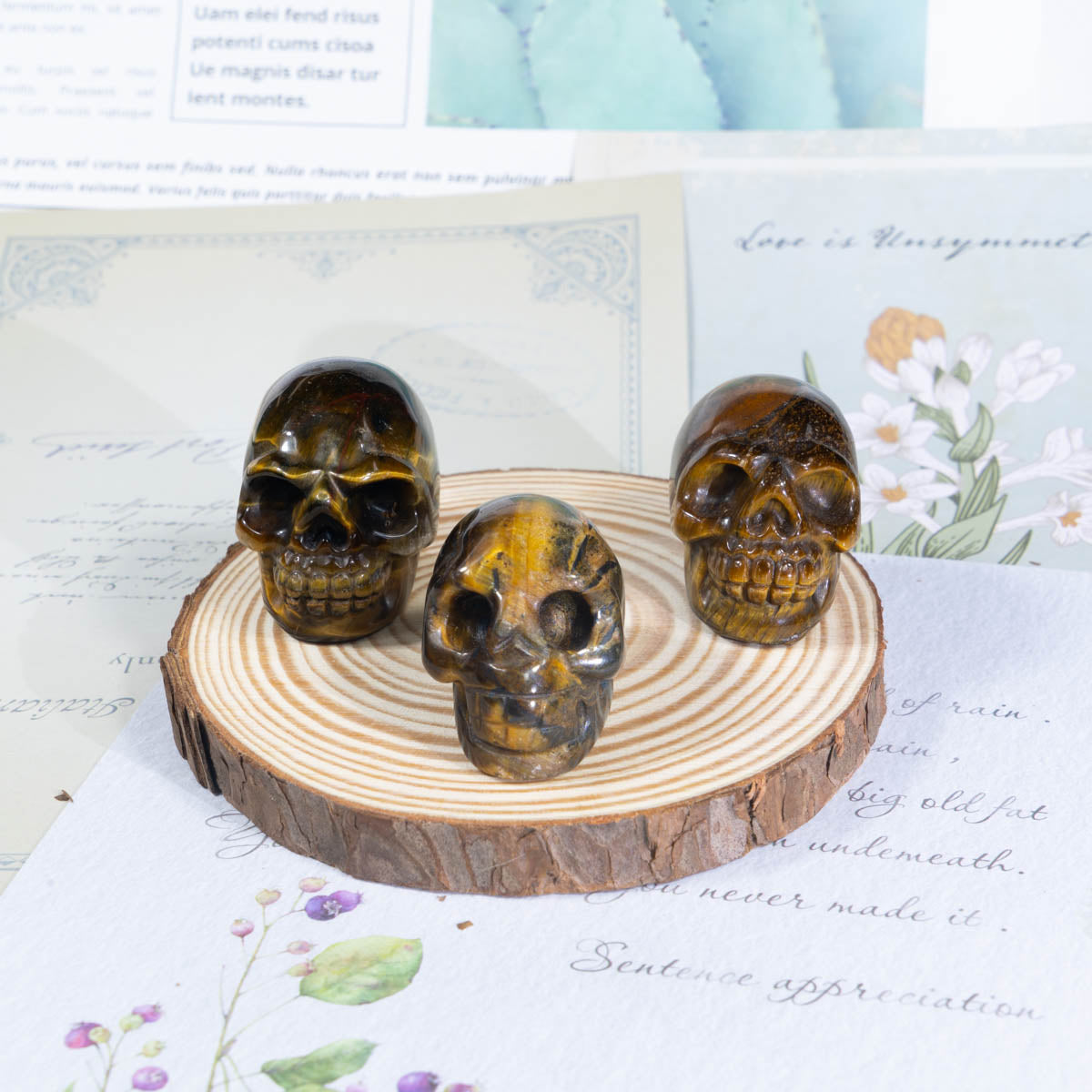 1.5-Inch Tiger Eye Stone Skull In Bulk