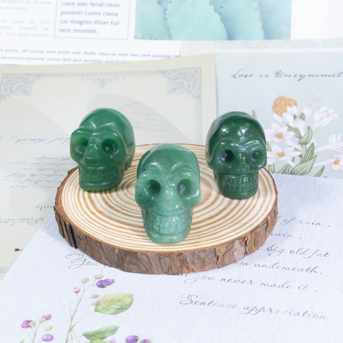 1.5-Inch Green Aventurine Skull In Bulk