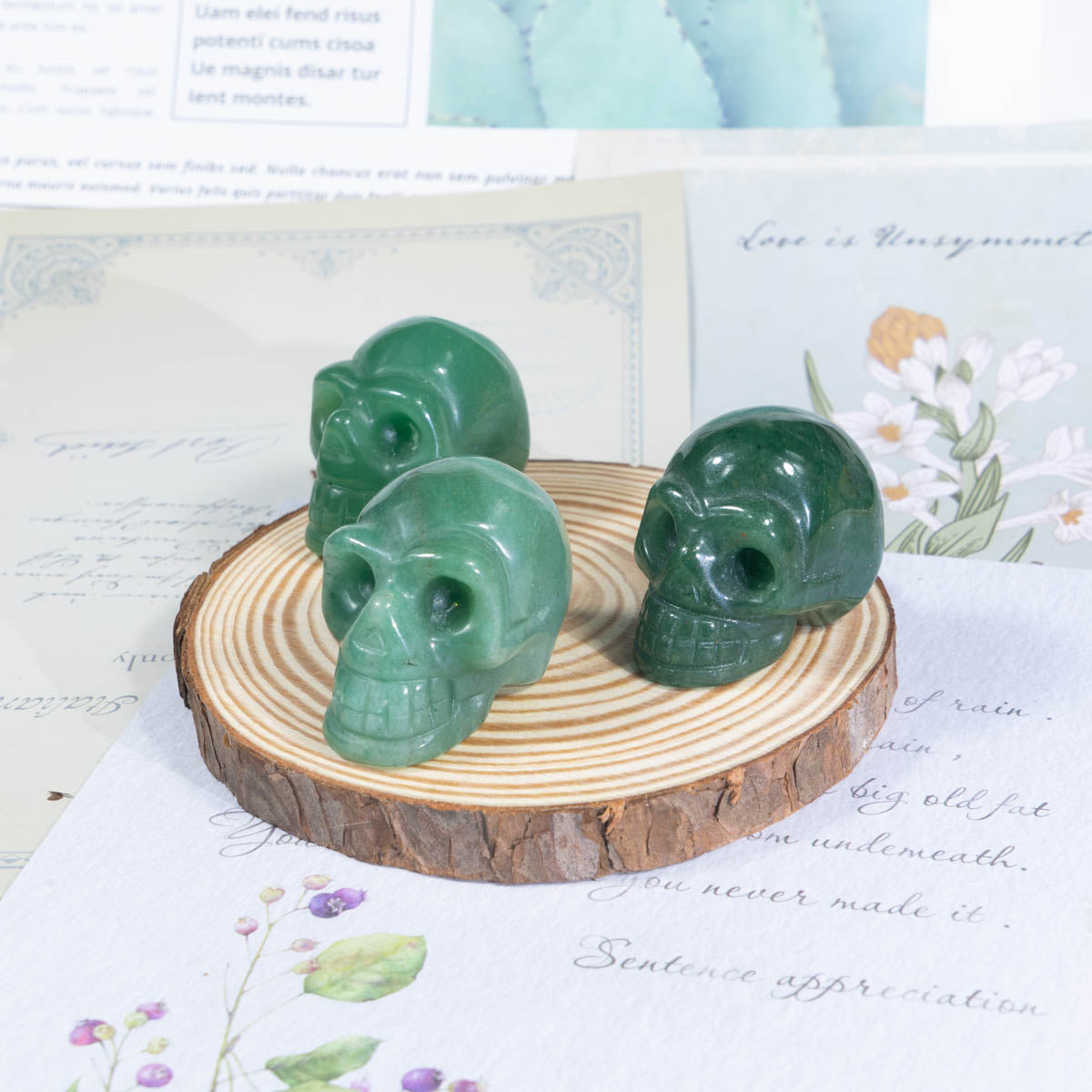 1.5-Inch Green Aventurine Skull In Bulk