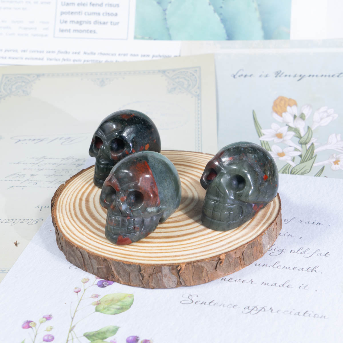 1.5-Inch Blood Stone Skull In Bulk