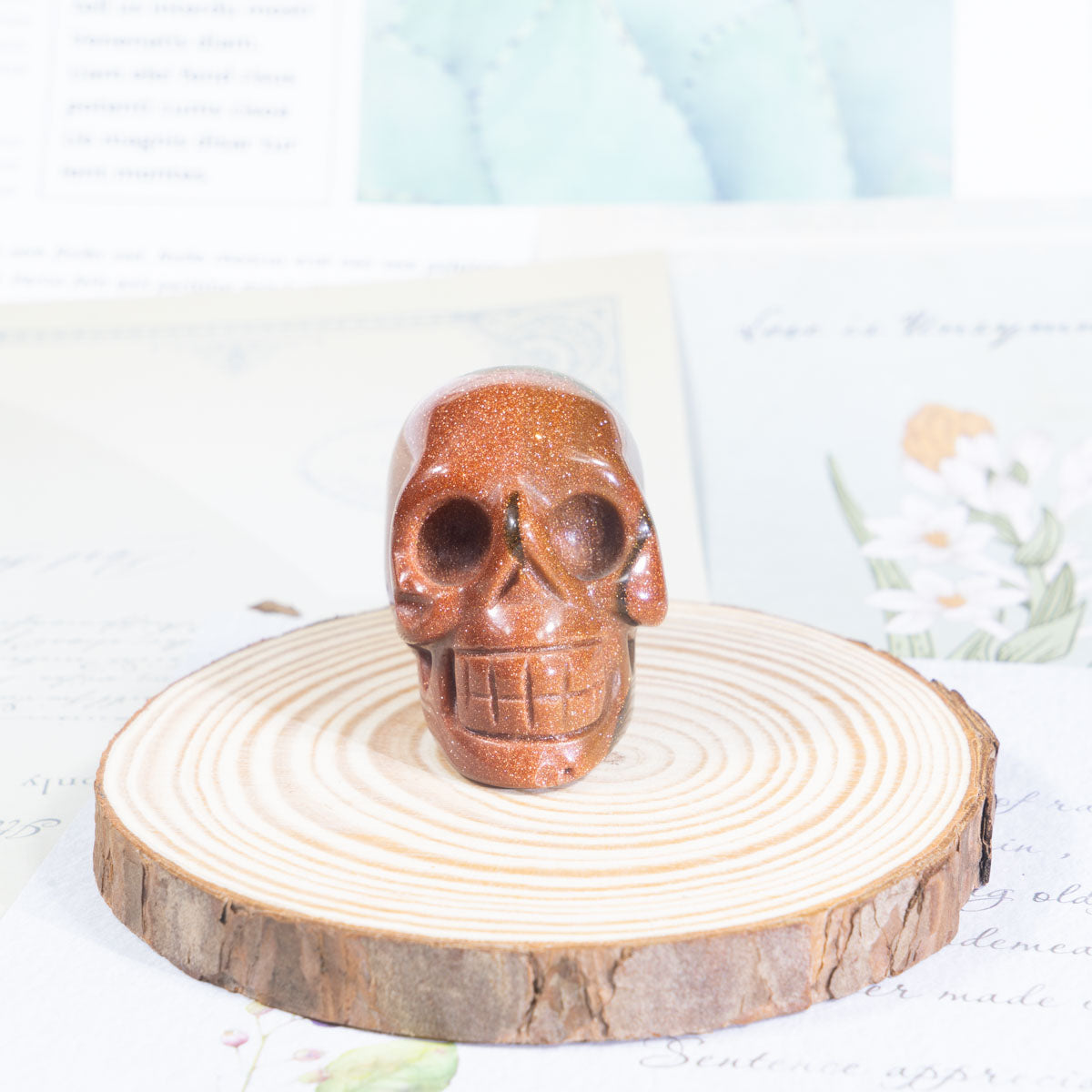 2-Inch Gold Sand Stone Skull In Bulk