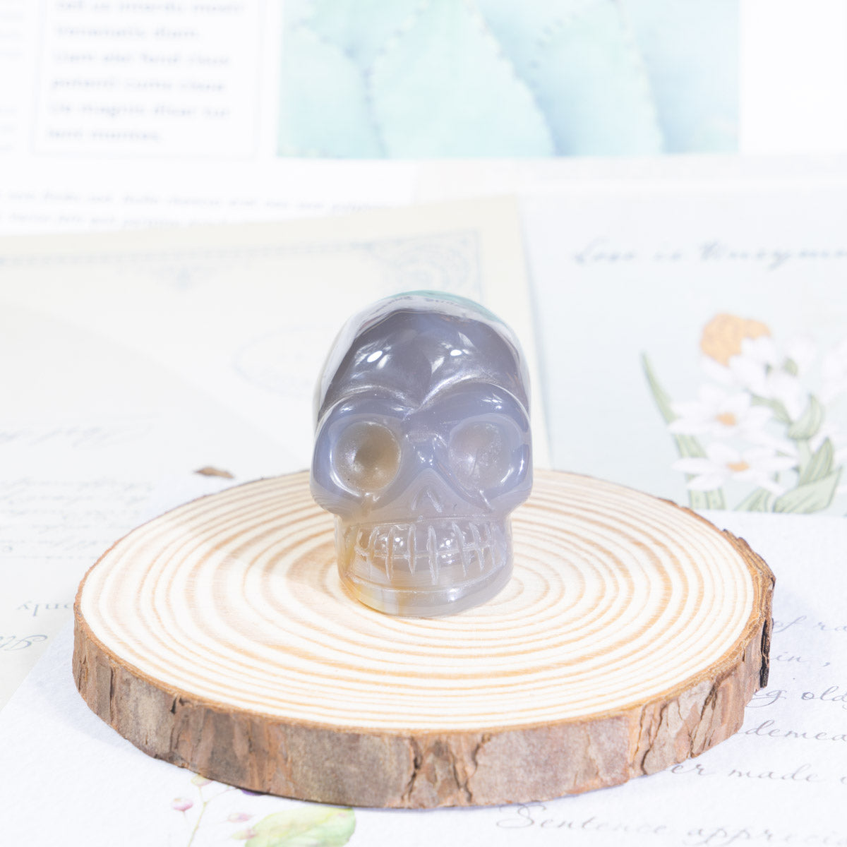 2-Inch Grey Agate Skull In Bulk