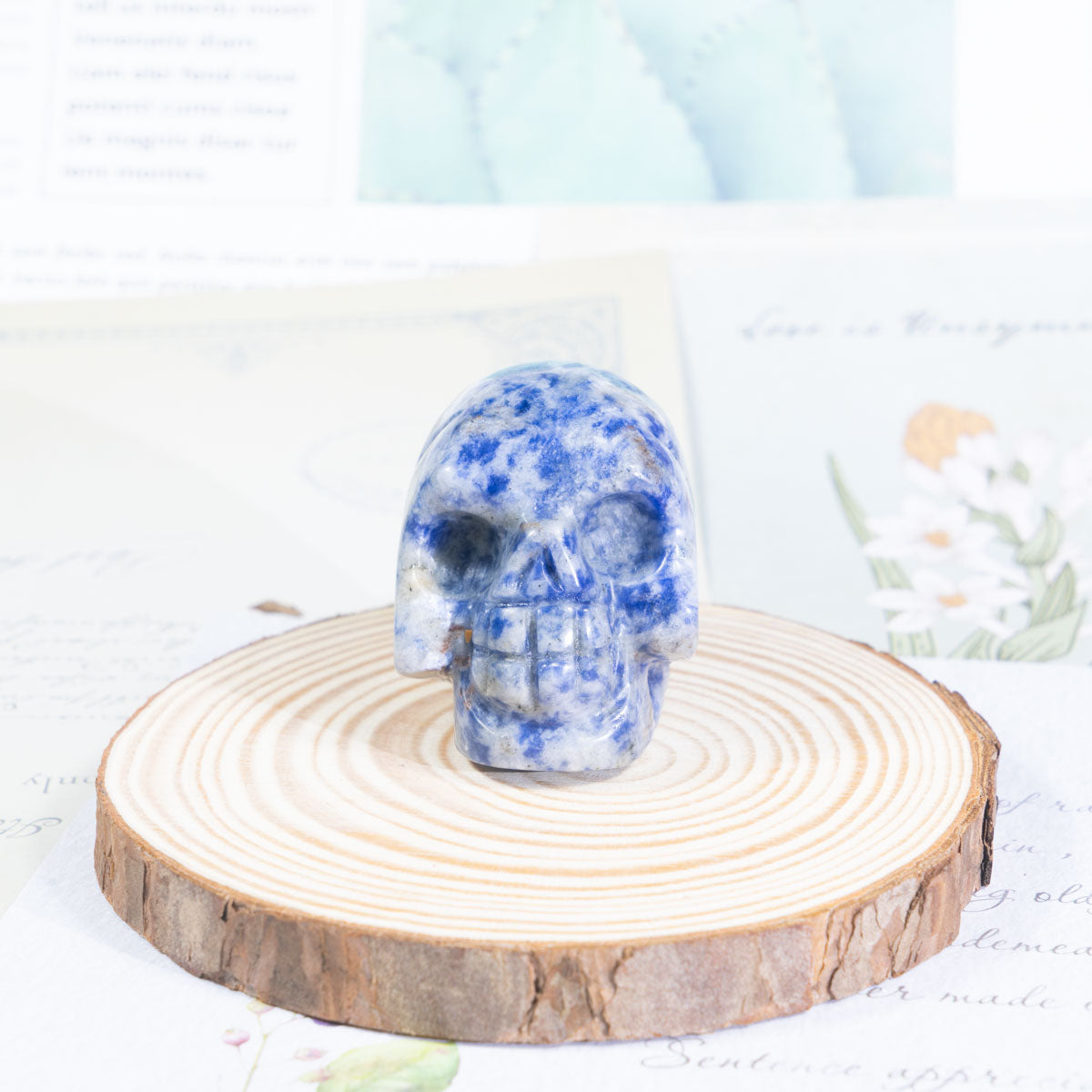 2-Inch Blue Spot Stone Skull In Bulk