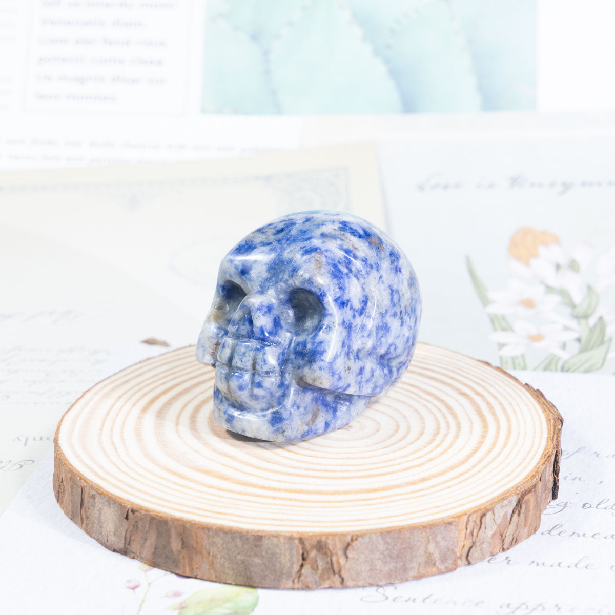 2-Inch Blue Spot Stone Skull In Bulk