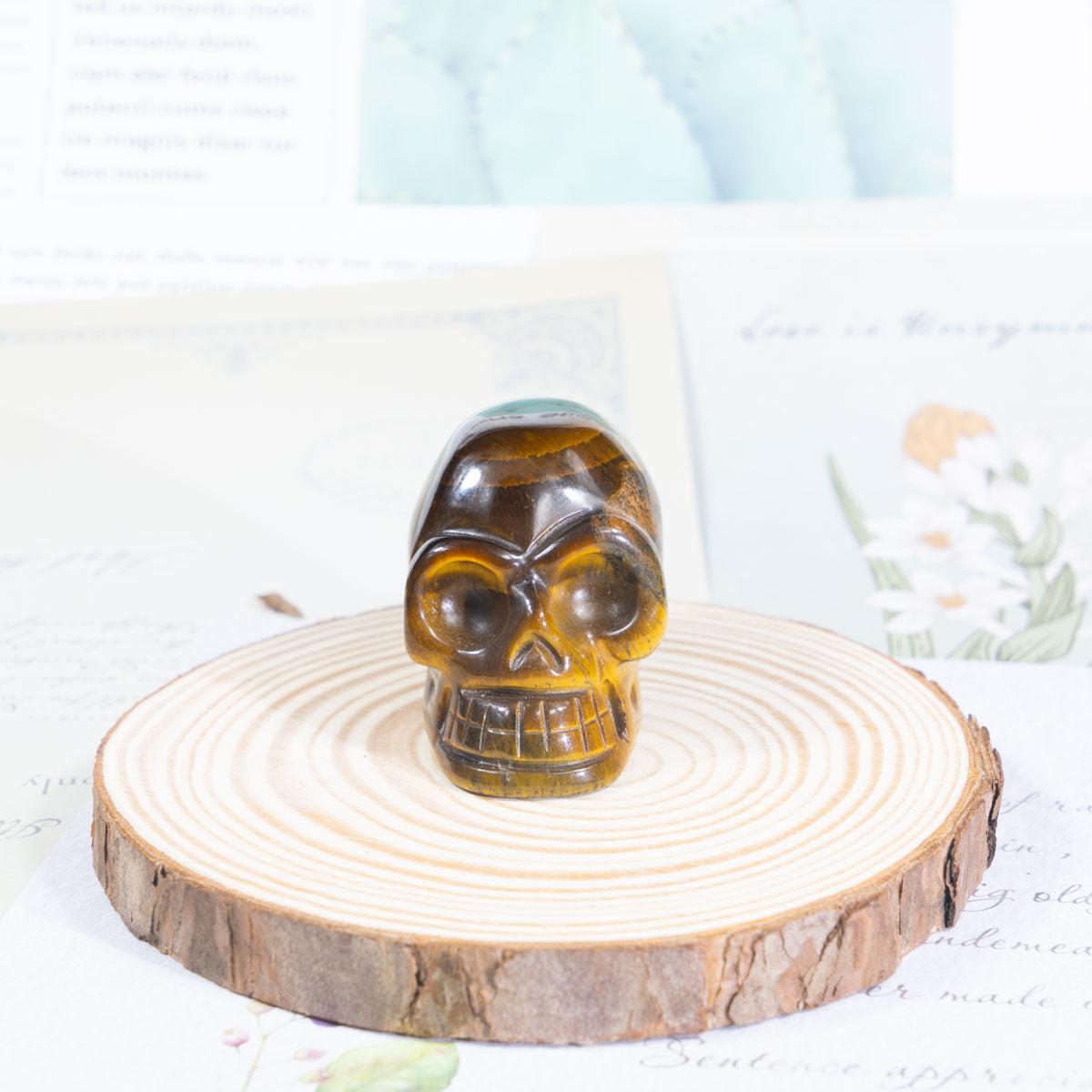 2-Inch Tiger Eye Stone Skull In Bulk