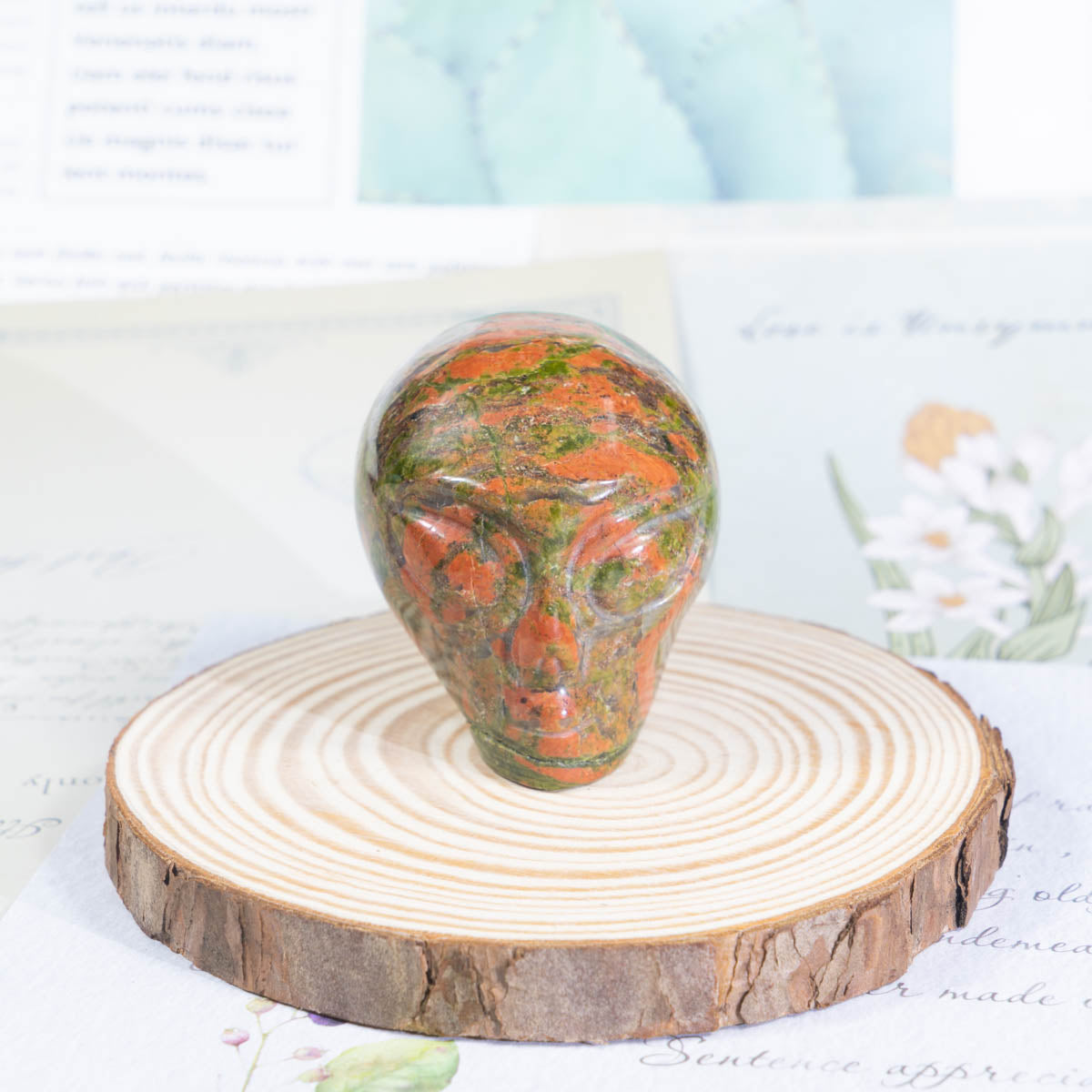 2-Inch Unakite Alien Skull In Bulk