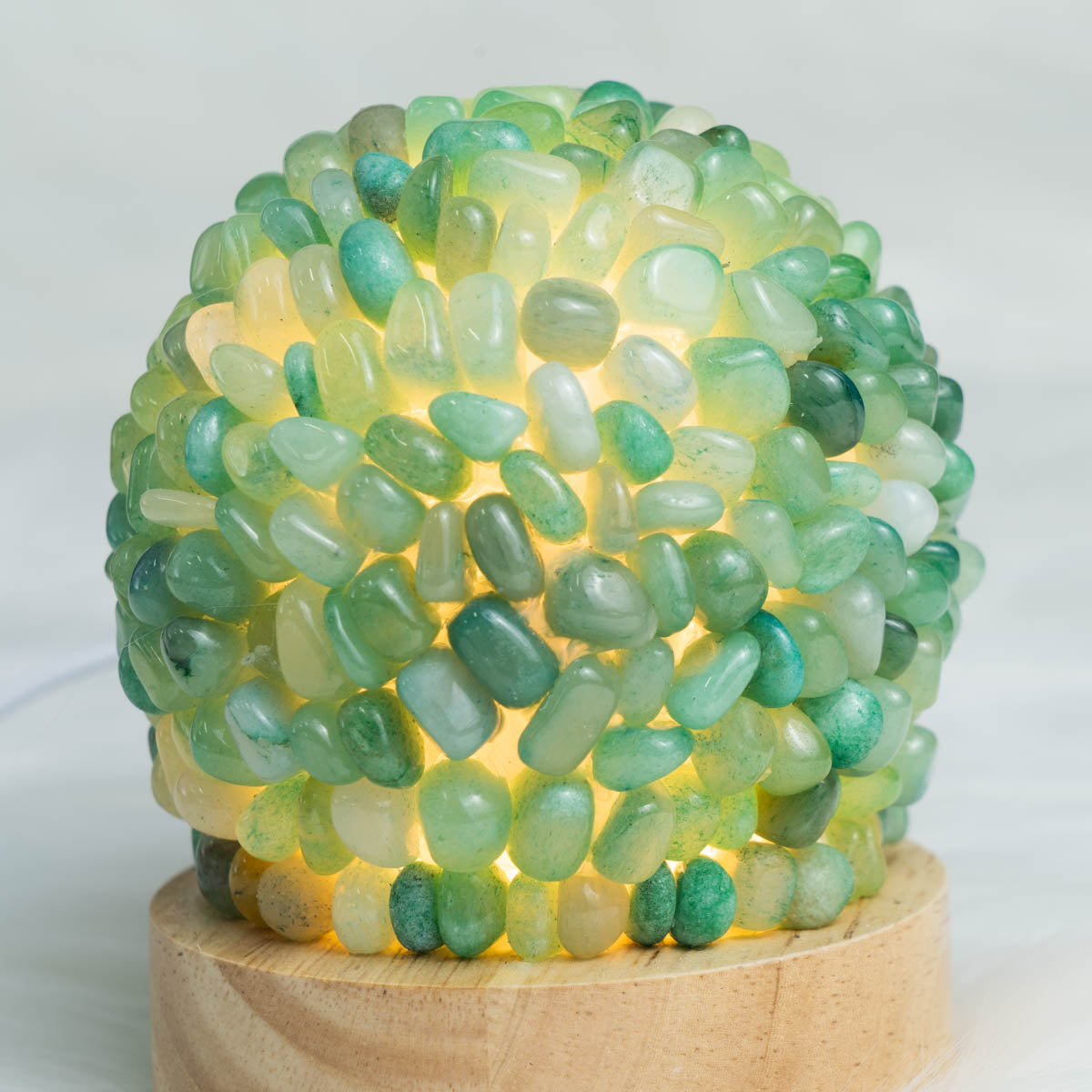 Green Aventurine Chips Round  Lamp In Bulk