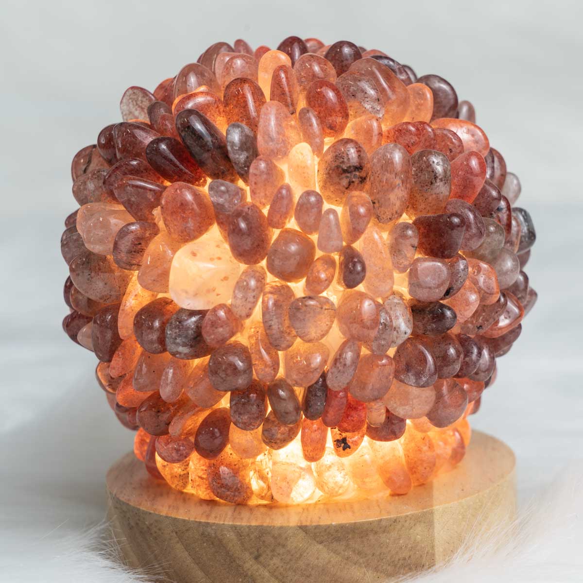 Carnelian Chips Round  Lamp In Bulk