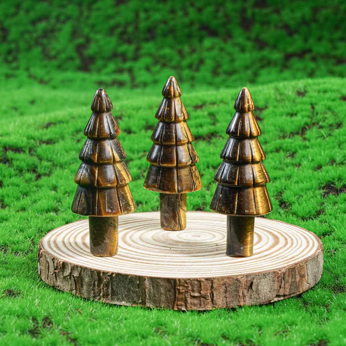 2-Inch Tiger Eye Stone Christmas Tree In Bulk