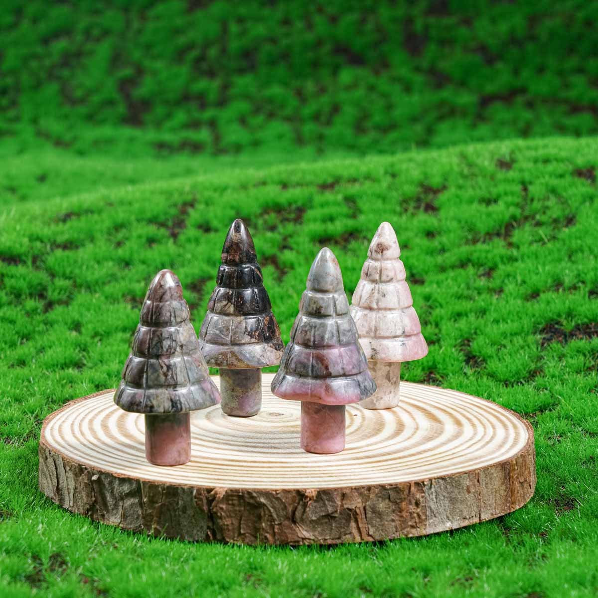 1-Inch Rhodonite Christmas Tree In Bulk