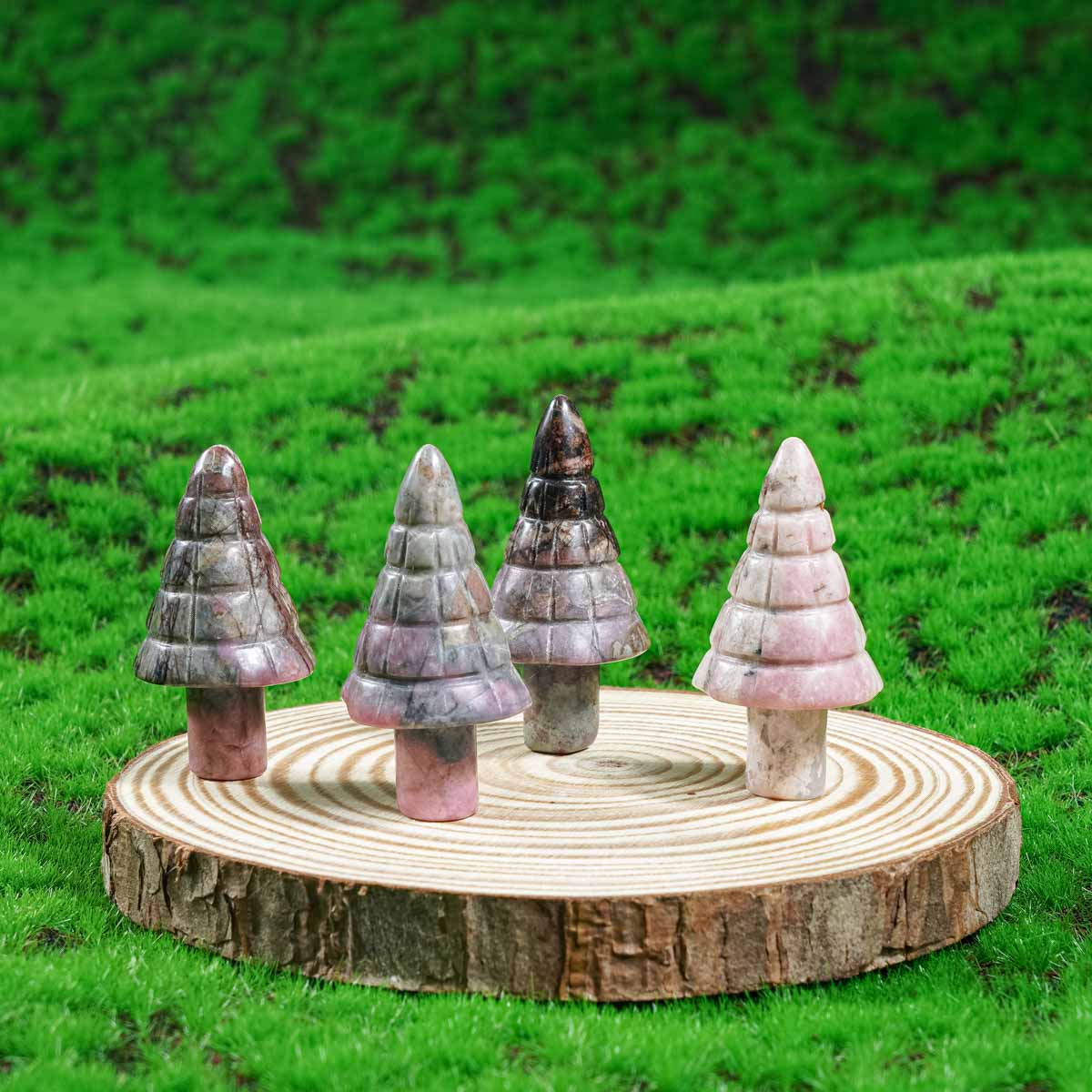 1-Inch Rhodonite Christmas Tree In Bulk