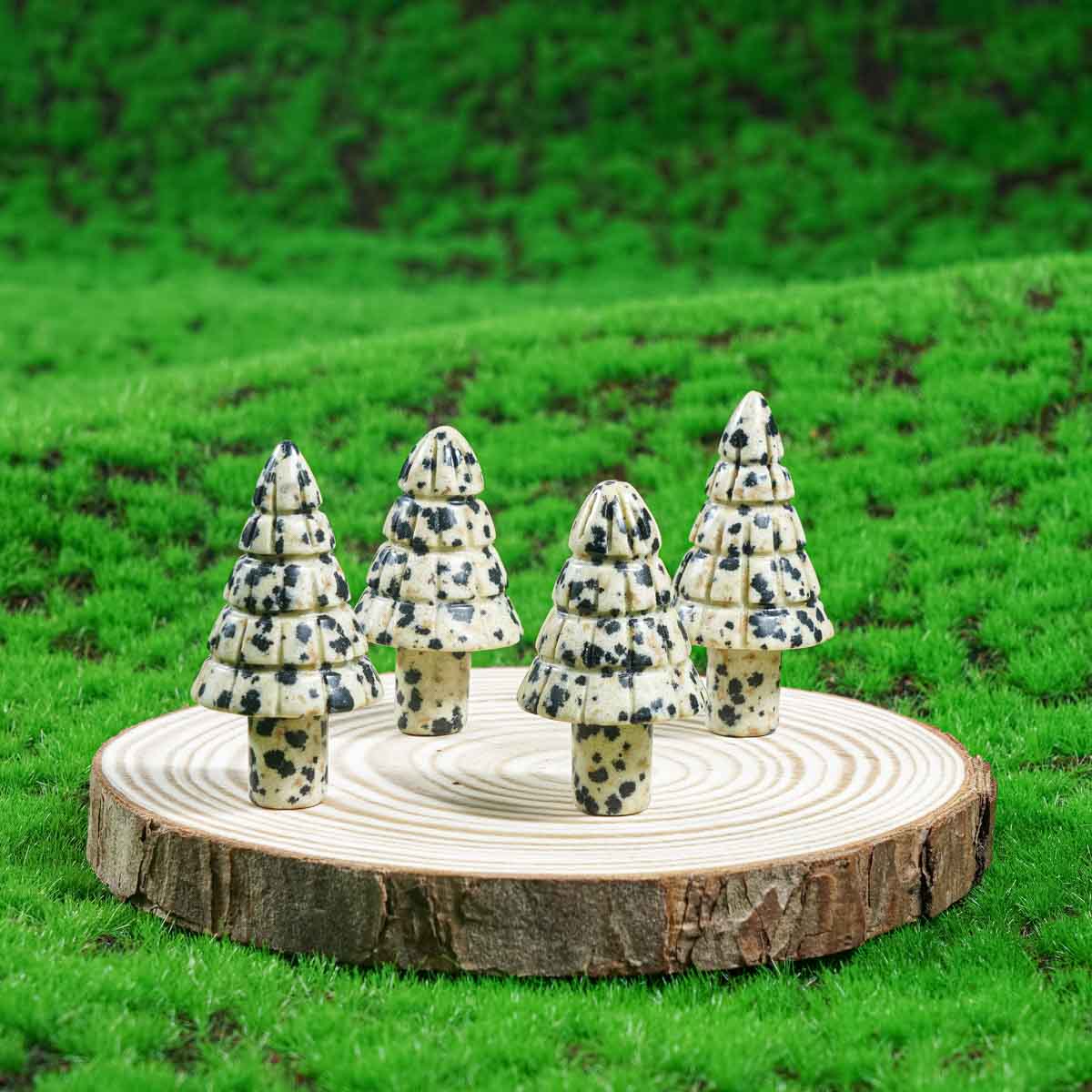 1-Inch Dalmatian Jasper Christmas Tree In Bulk