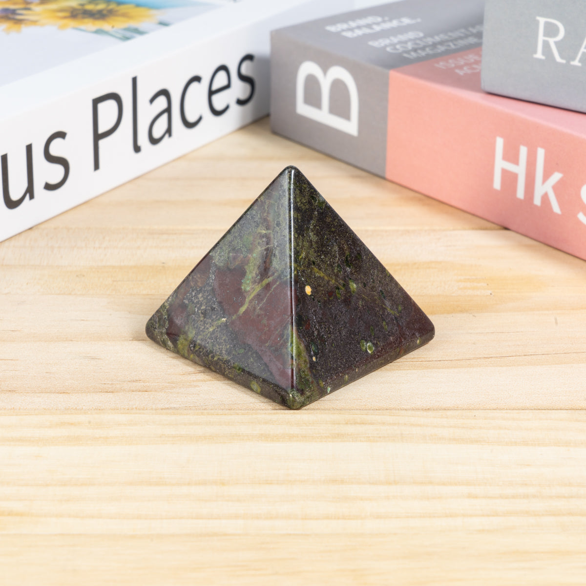 4cm Dragon Blood Stone Pyramid In Bulk