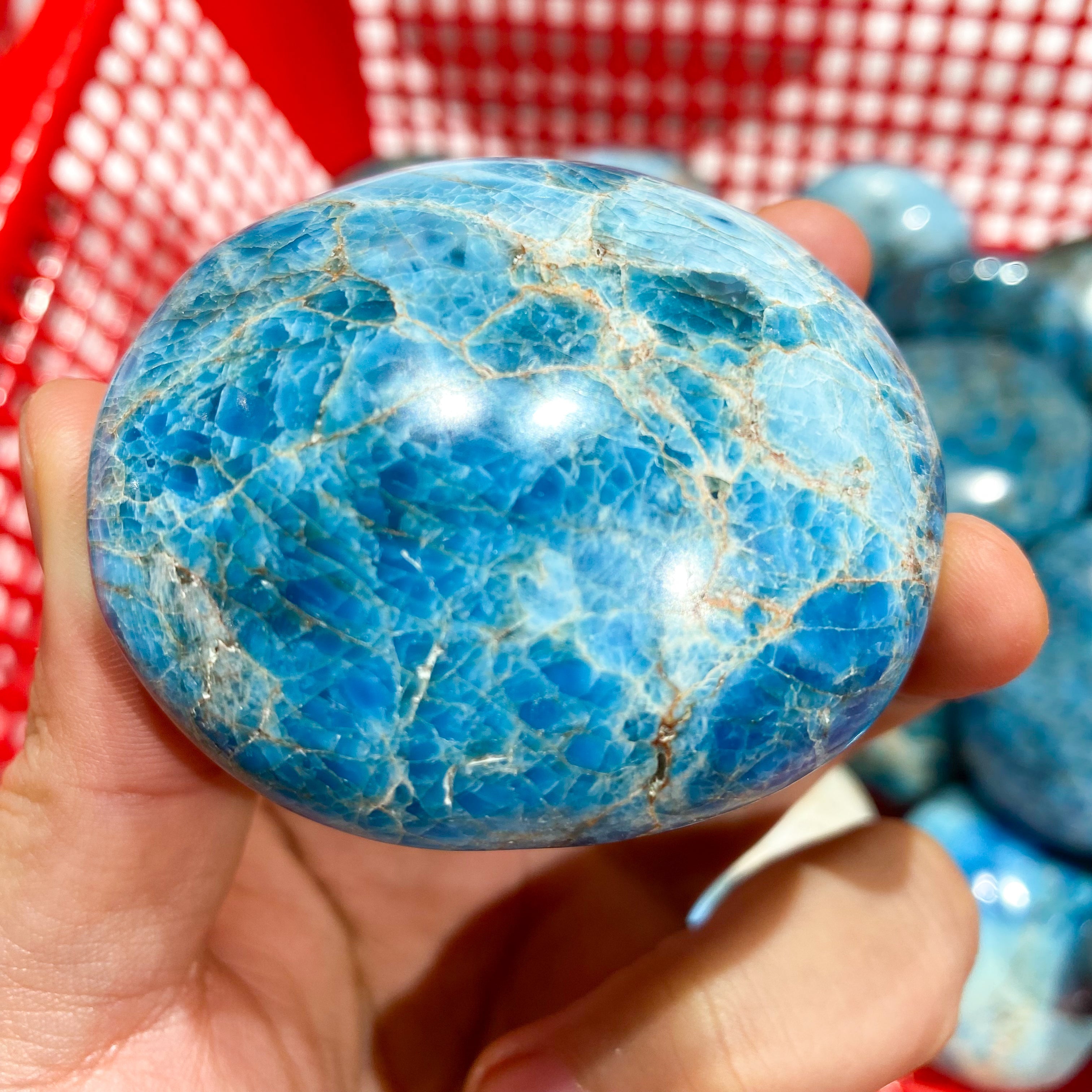 Blue Apatite Palm Stone In Bulk