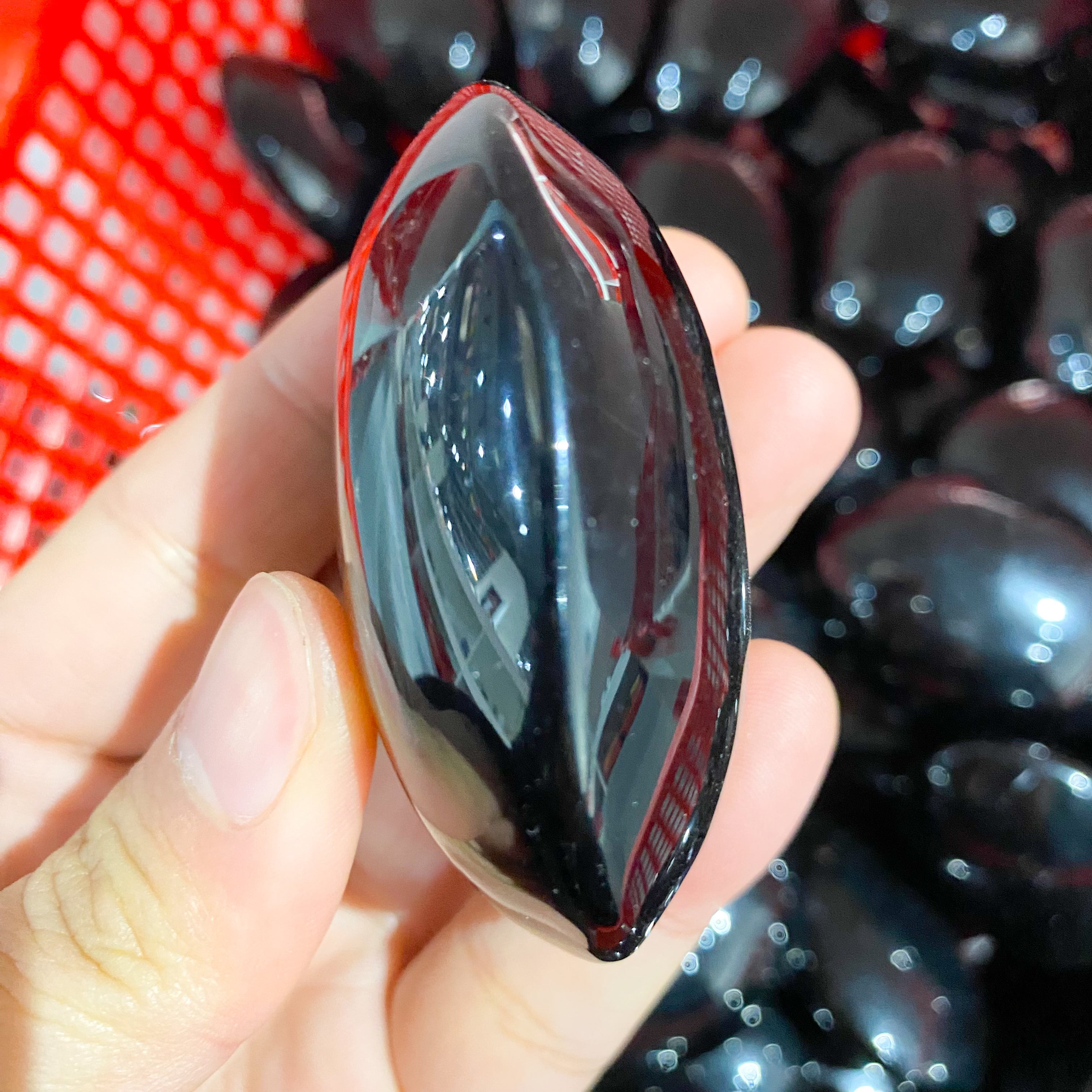 Black Obsidian Palm Stone In Bulk