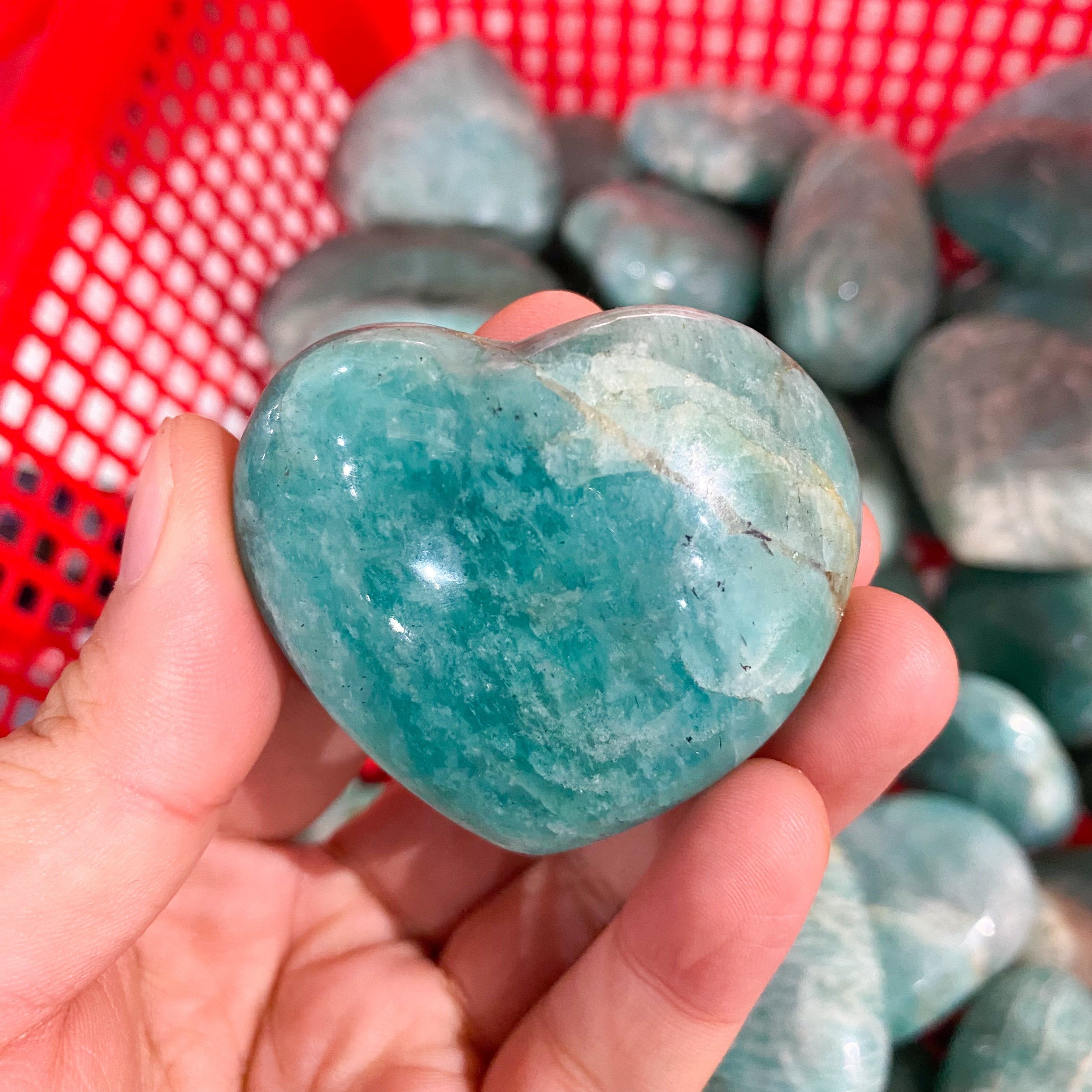 Amazonite Heart Palm Stone In Bulk