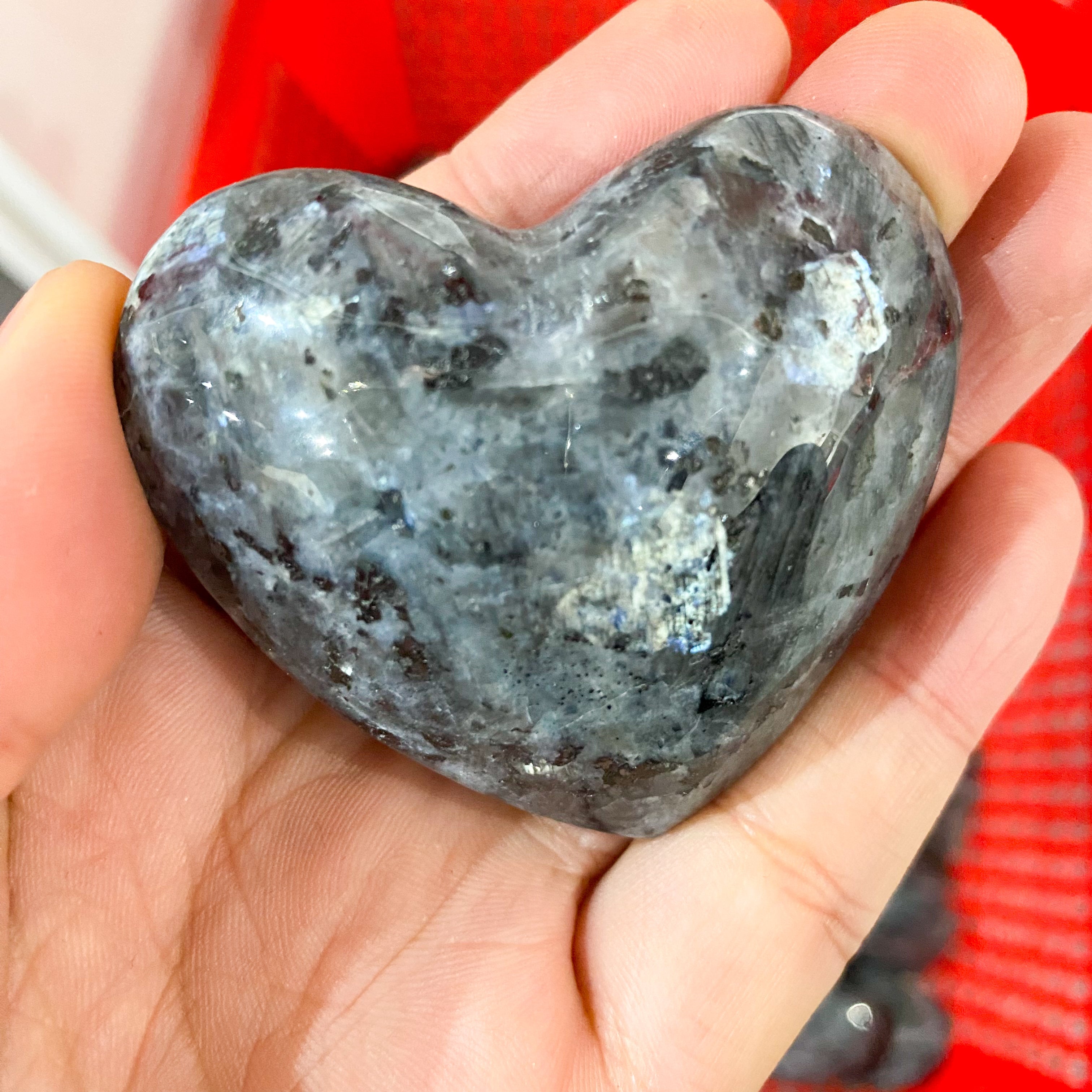 Larvikite Heart Palm Stone In Bulk