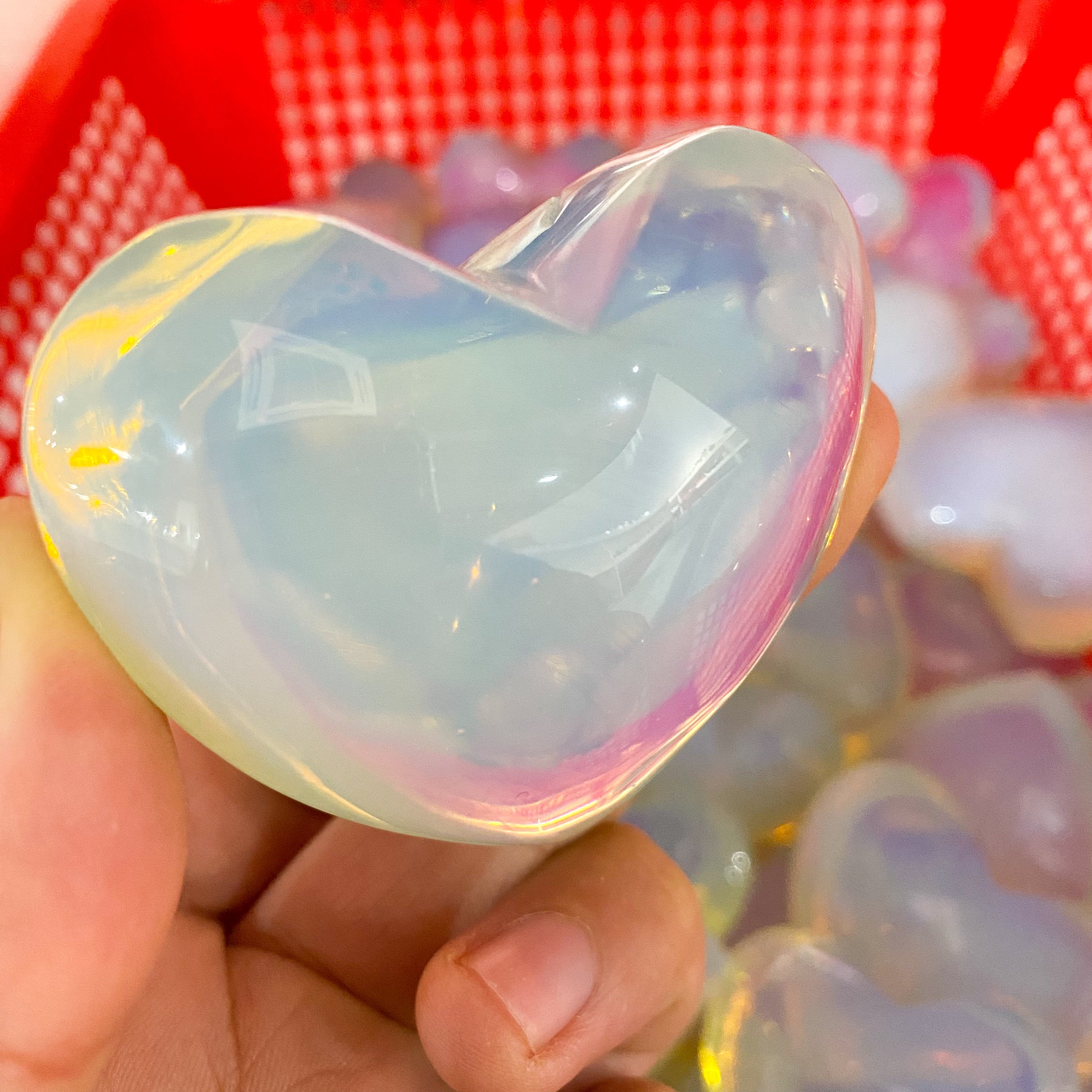 Opalite Heart Palm Stone In Bulk