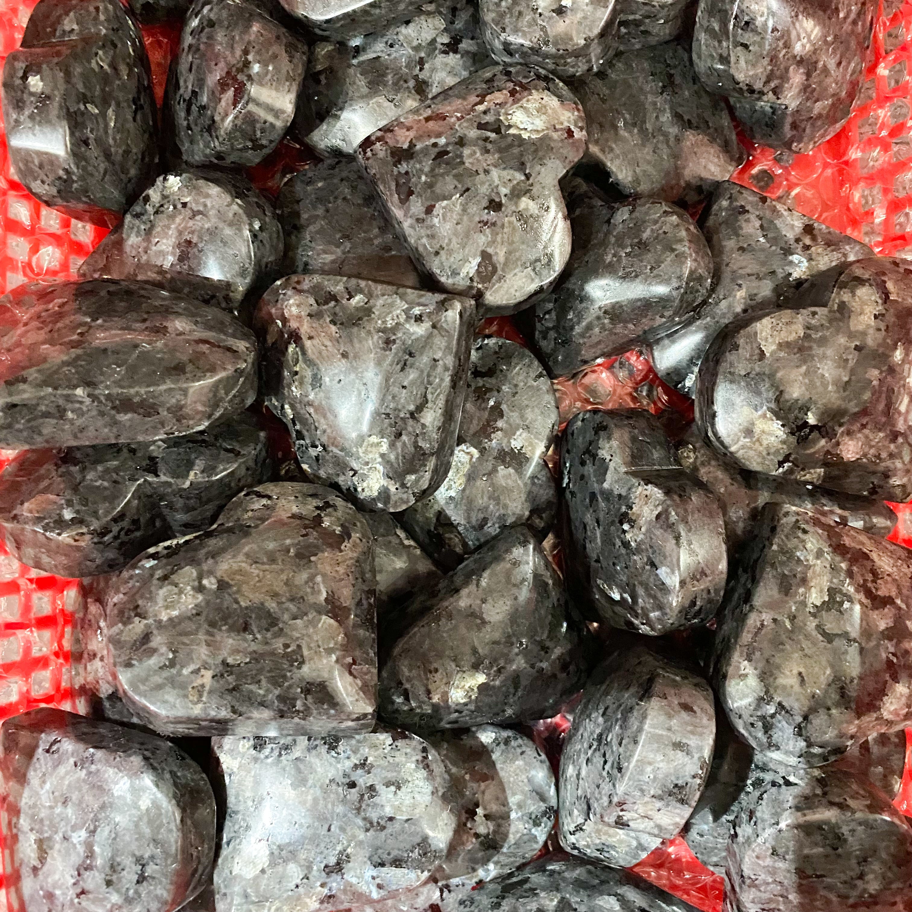 Larvikite Heart Palm Stone In Bulk