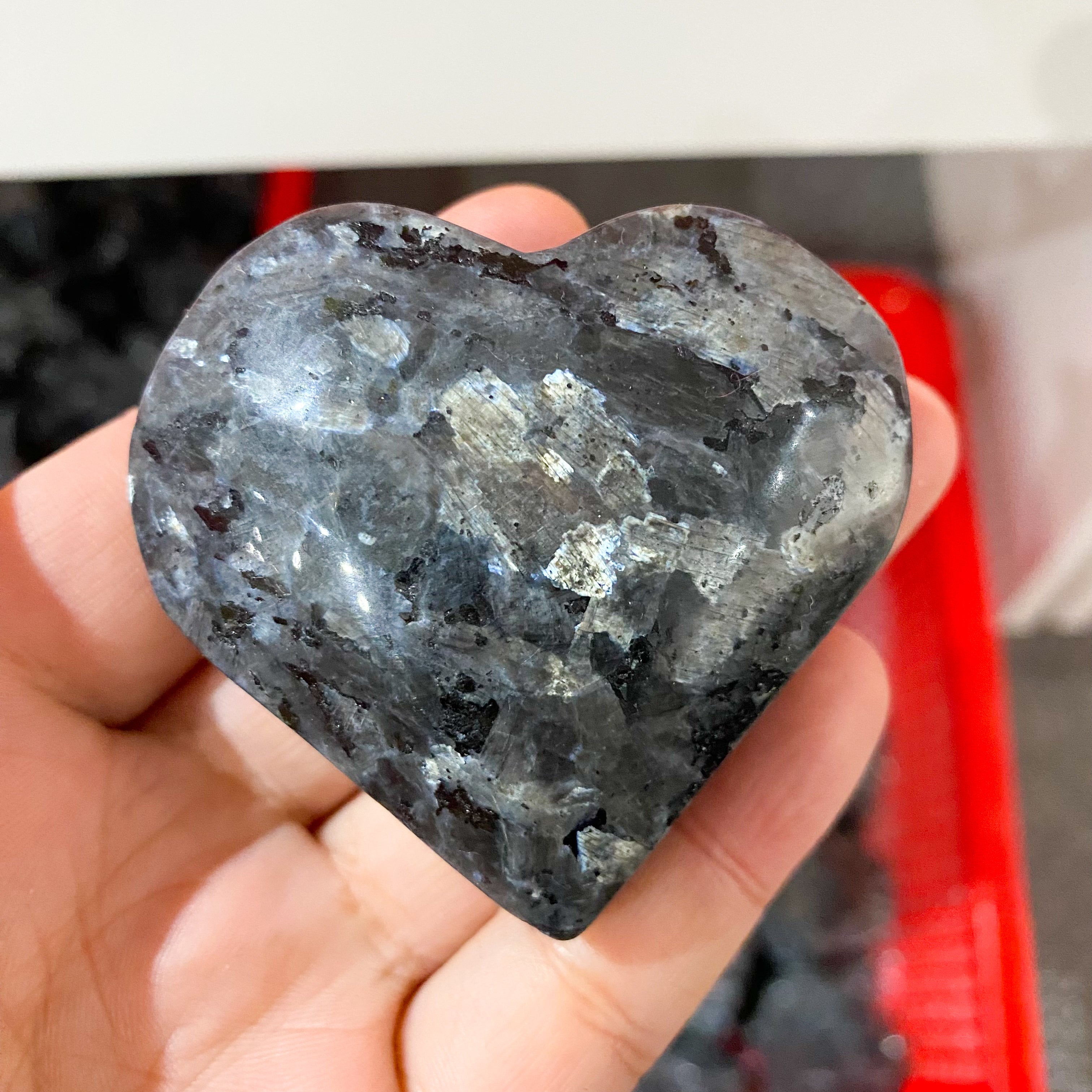 Larvikite Heart Palm Stone In Bulk