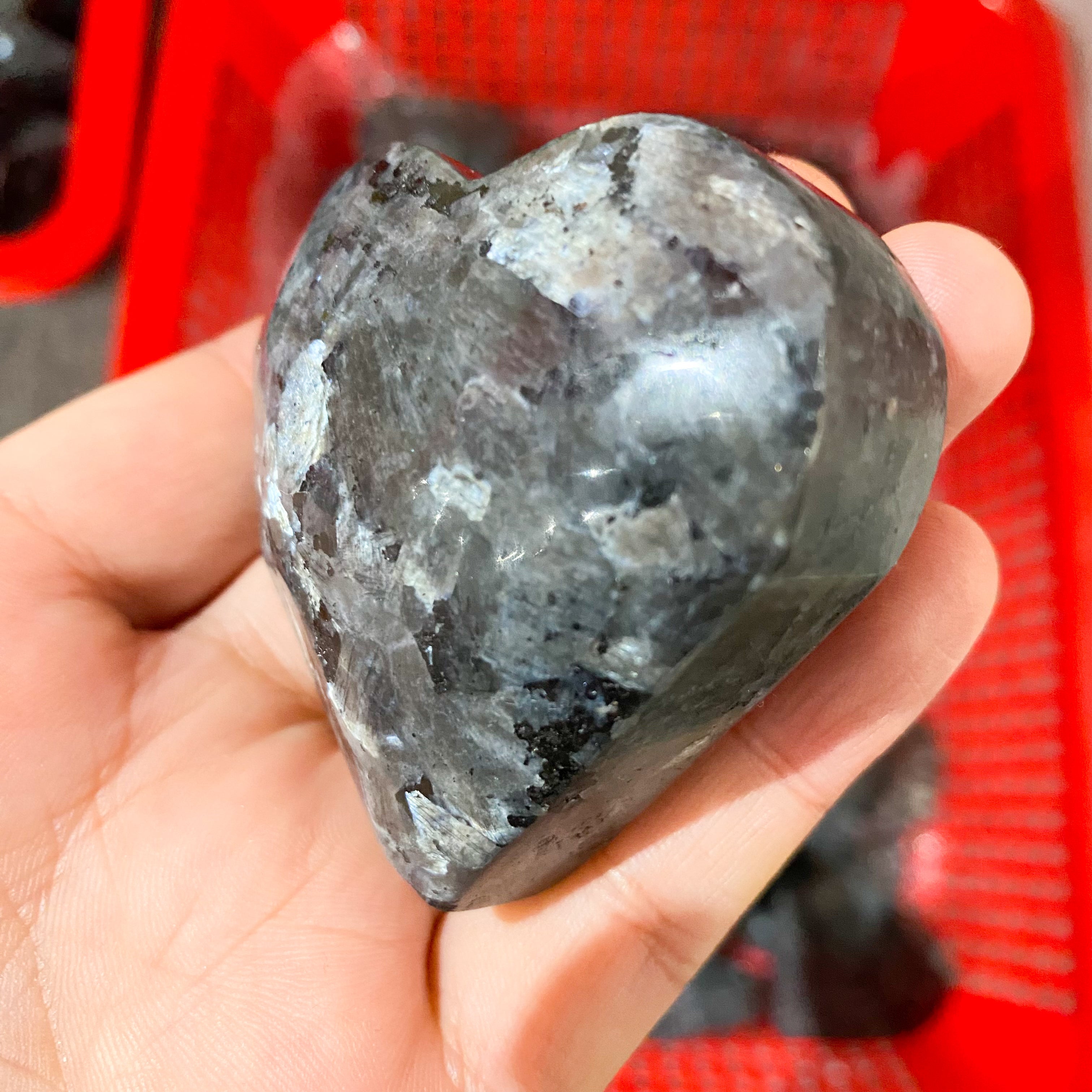 Larvikite Heart Palm Stone In Bulk