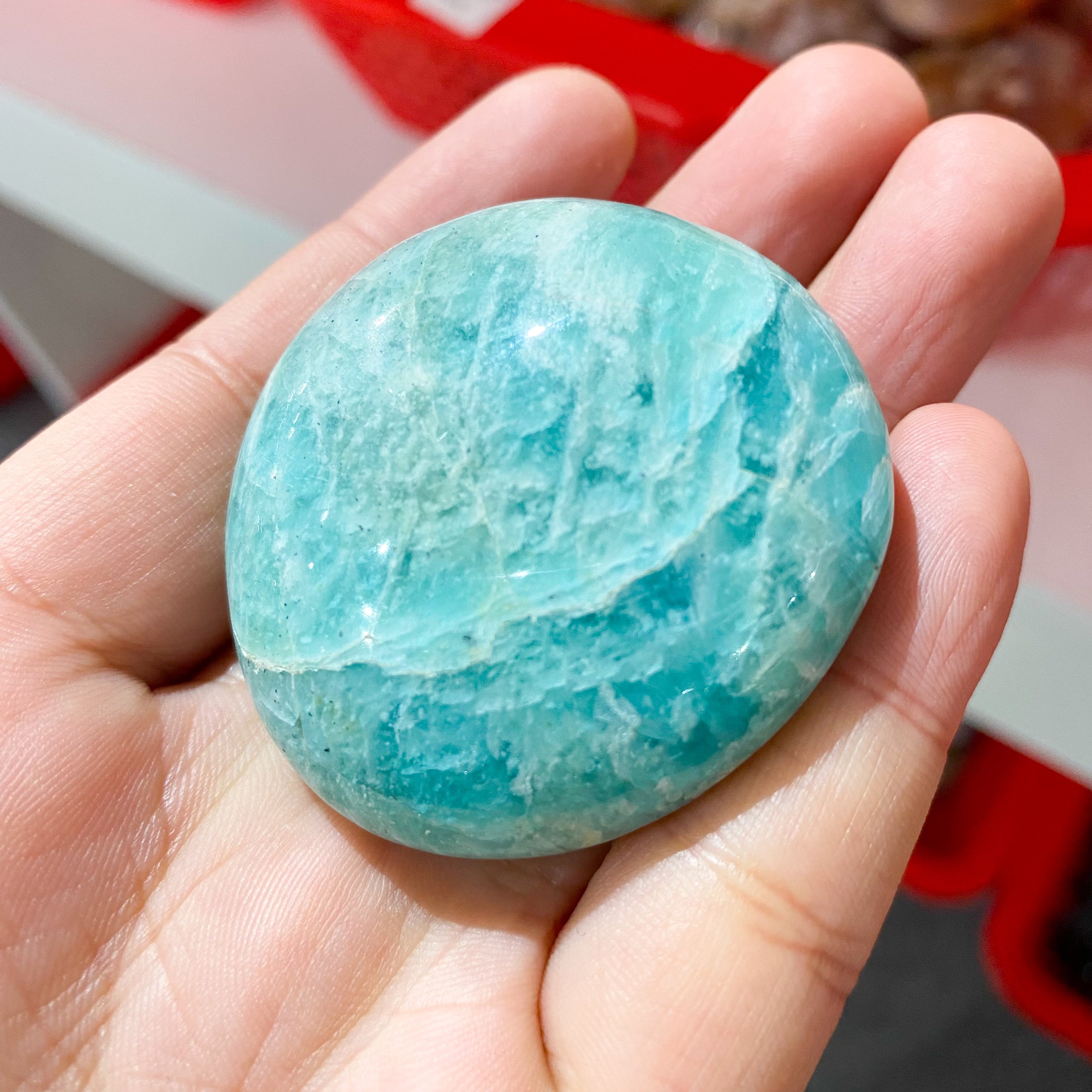 Amazonite Heart Palm Stone In Bulk