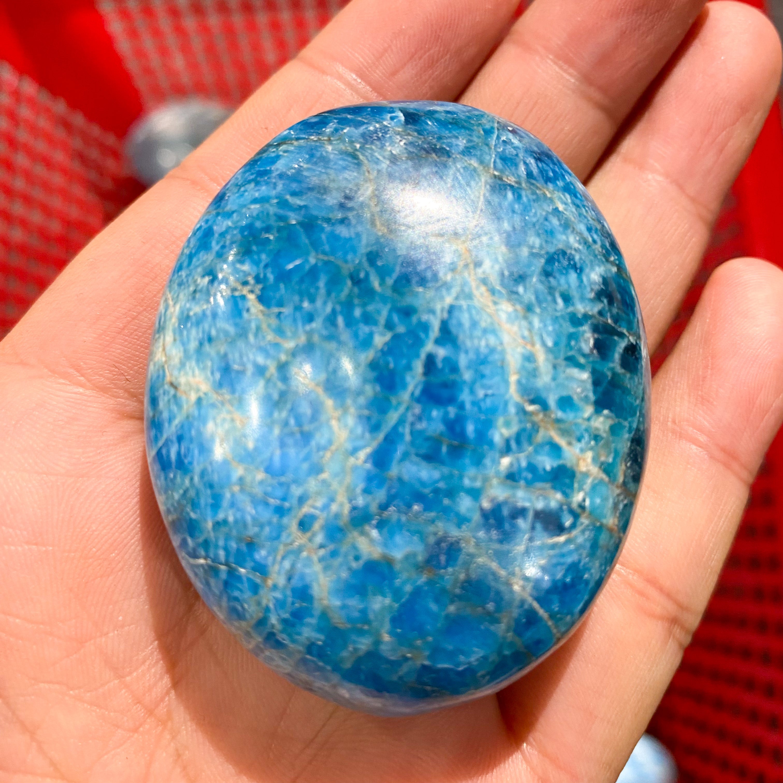 Blue Apatite Palm Stone In Bulk