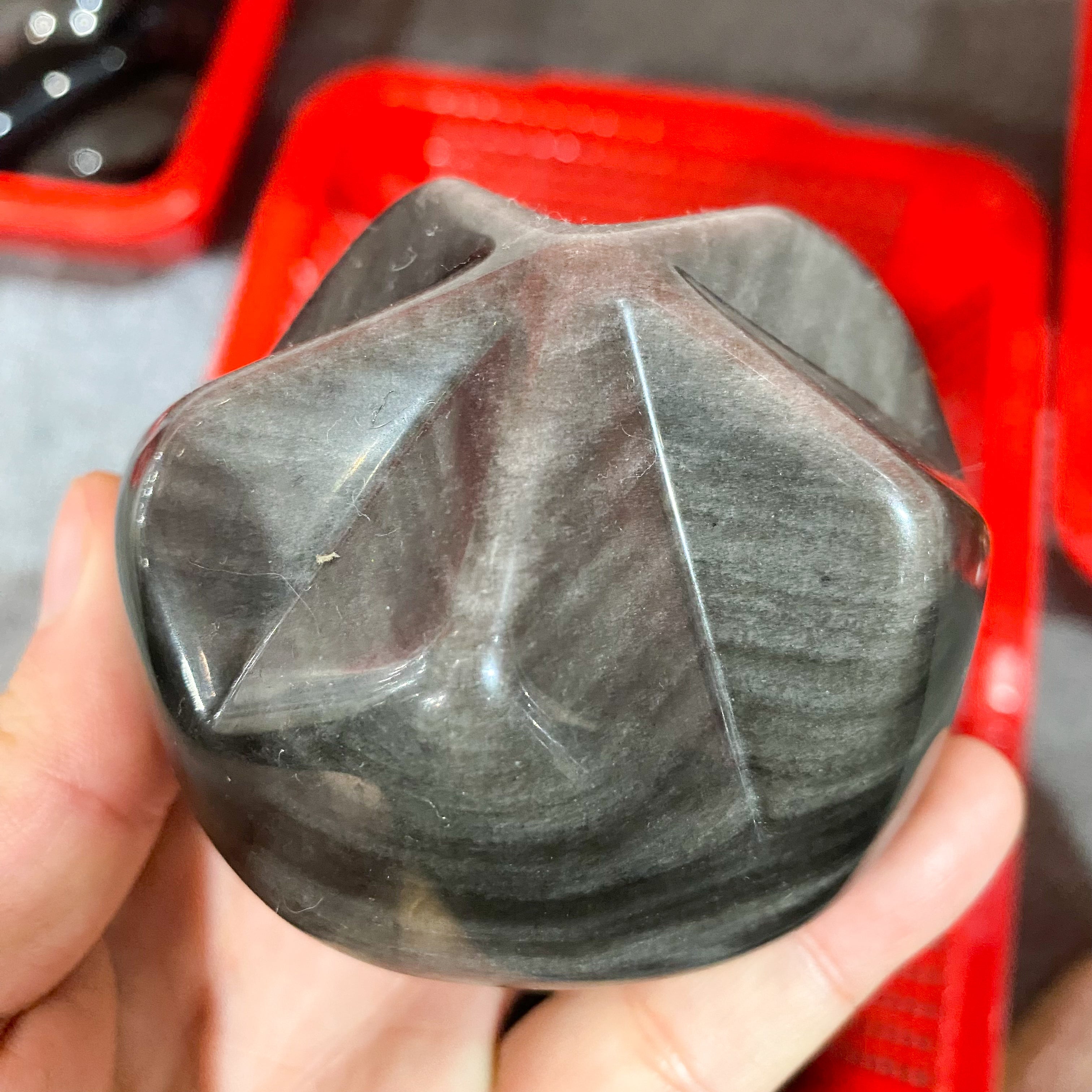 Silver Obsidian Palm Stone In Bulk