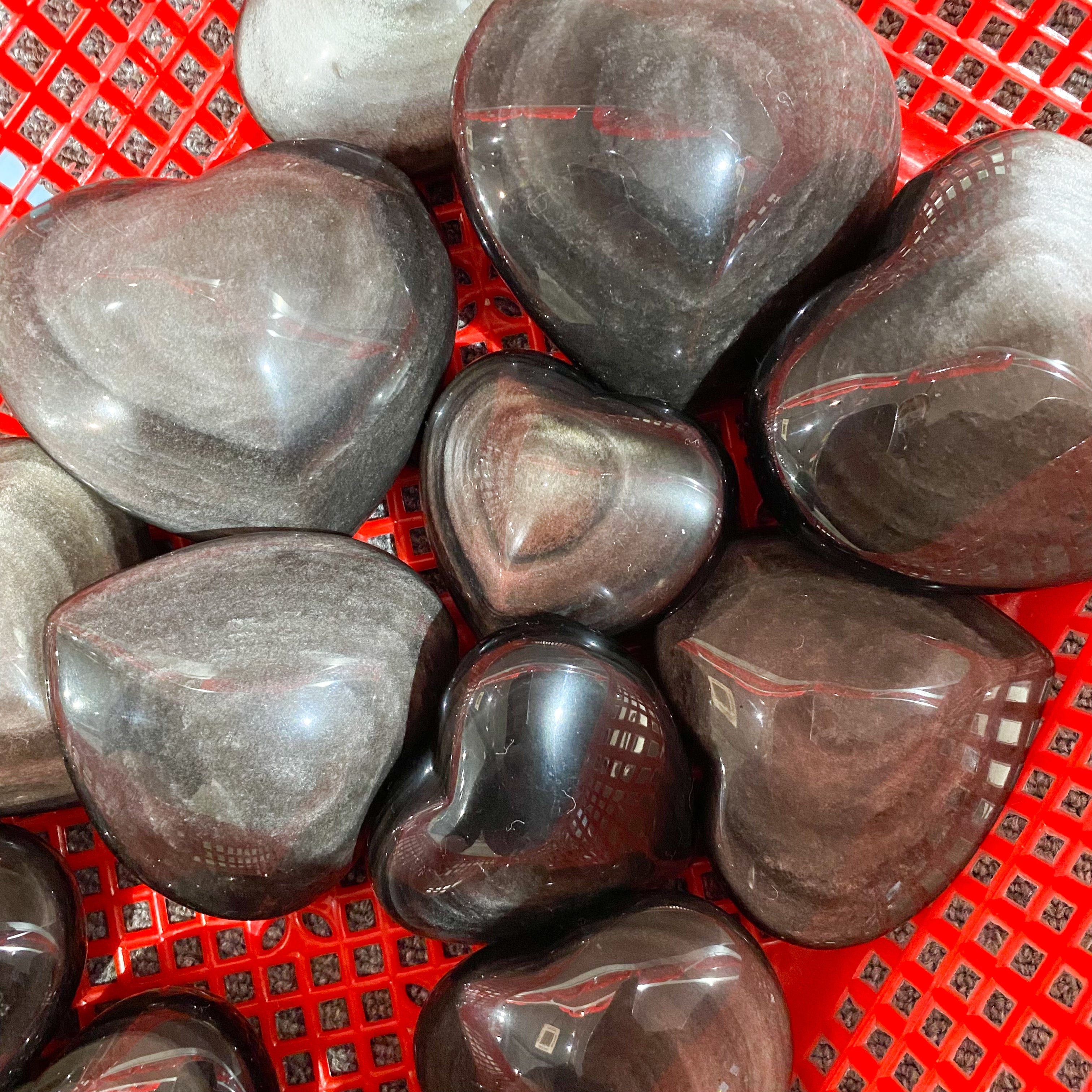 Silver Obsidian Palm Stone In Bulk