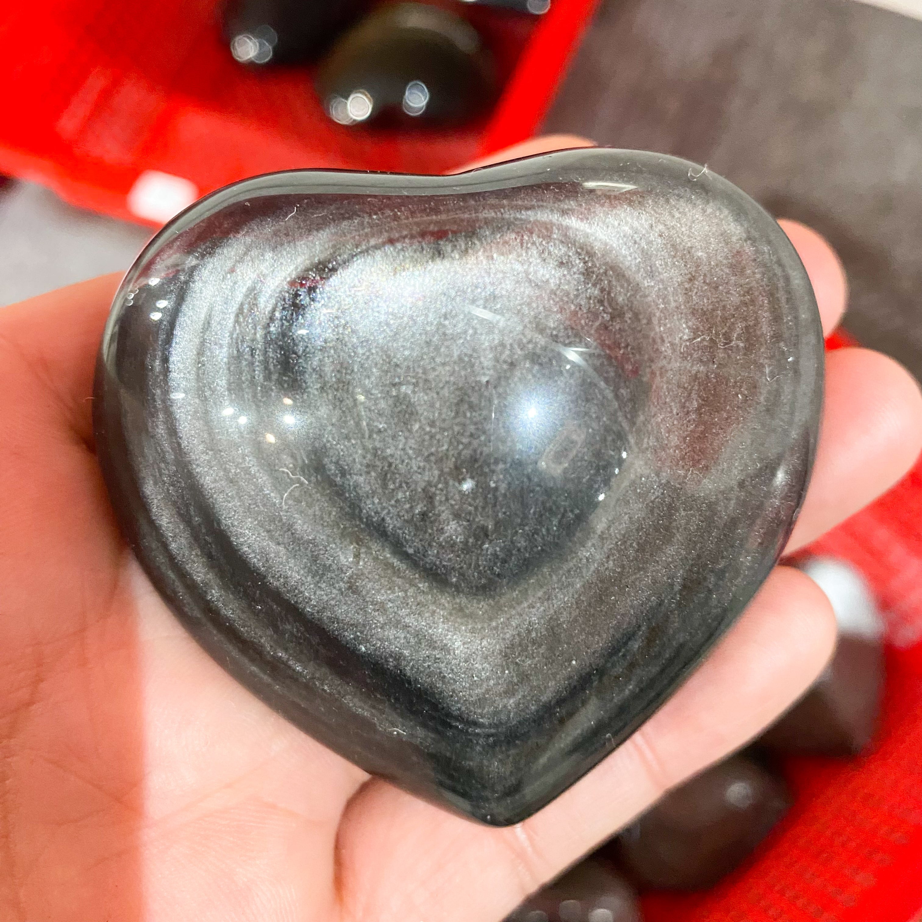 Silver Obsidian Palm Stone In Bulk