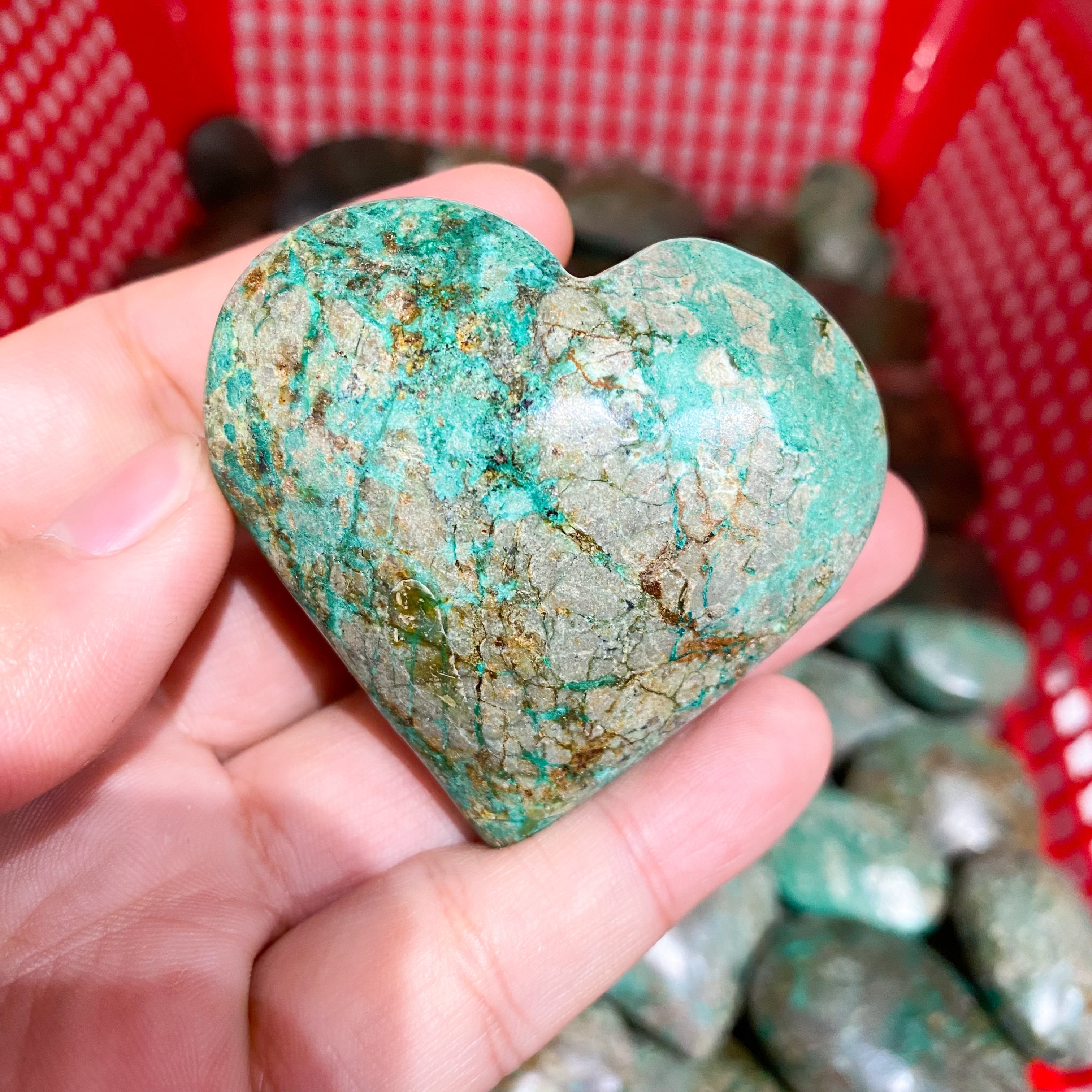 Chrysocolla Heart Palm Stone In Bulk